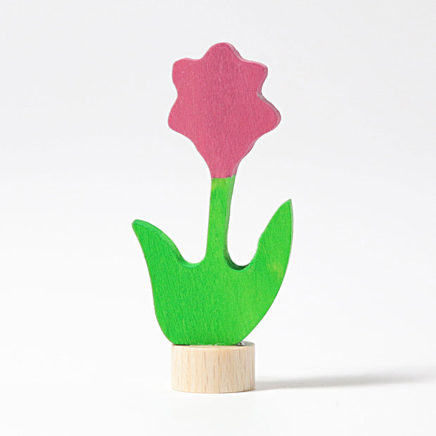 FIGURITA DE MADERA FLOR FUXIA