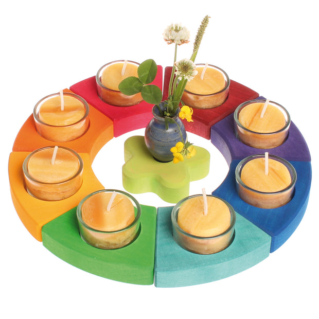 CÍRCULO DE MADERA PARA VELAS DE TÉ