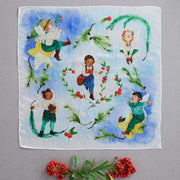 PAÑUELO DE SEDA ILUSTRADO